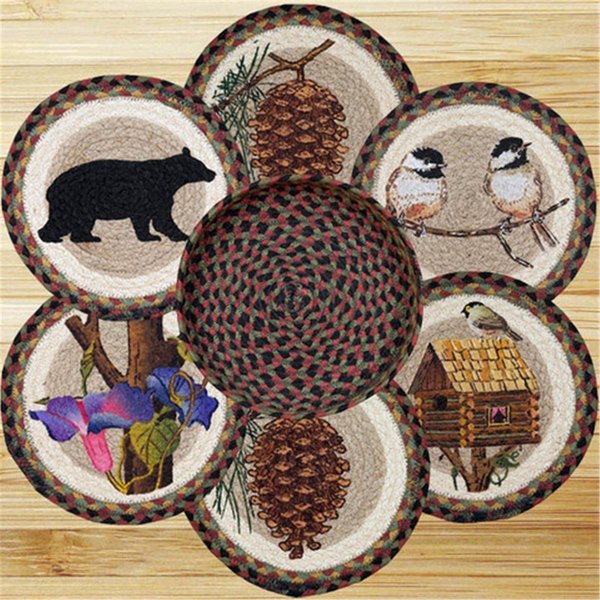 Earth Rugs Trivets in a Basket Cabin Bear 56081CB